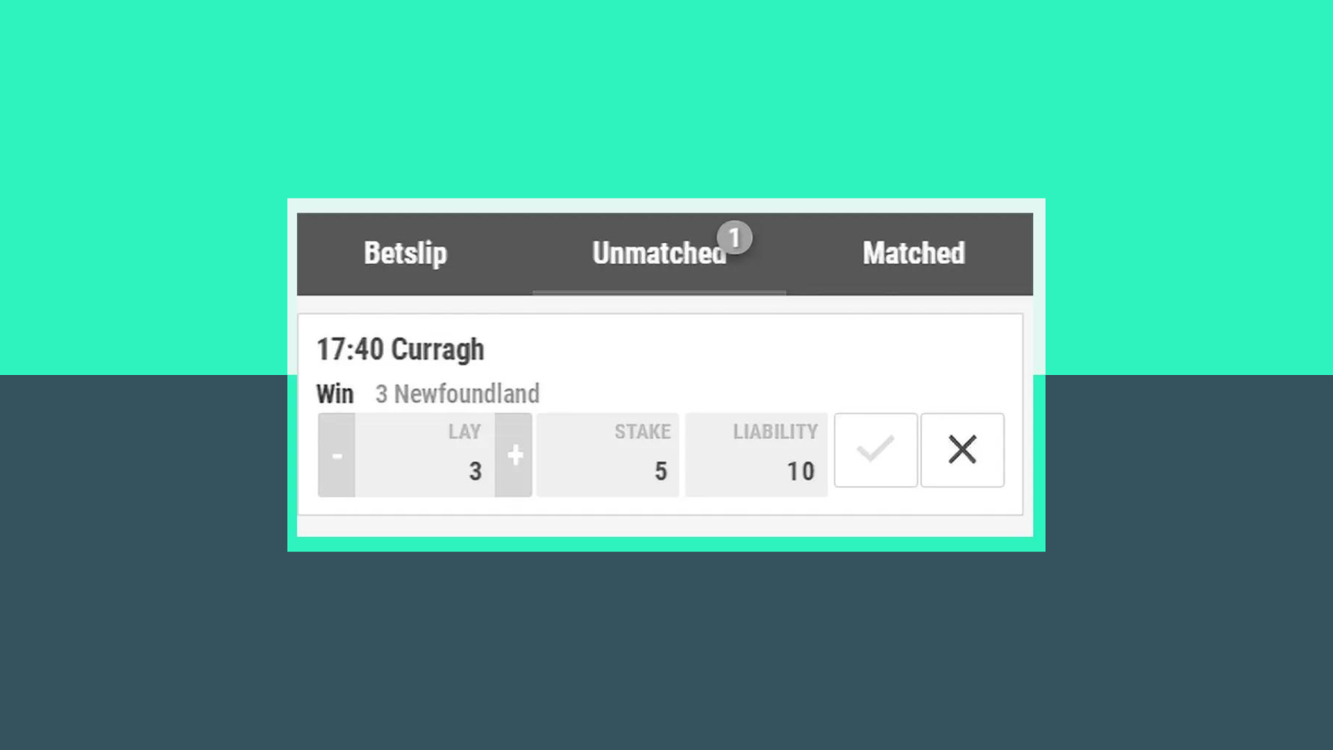 Exchange site showing unmatched section of betslip