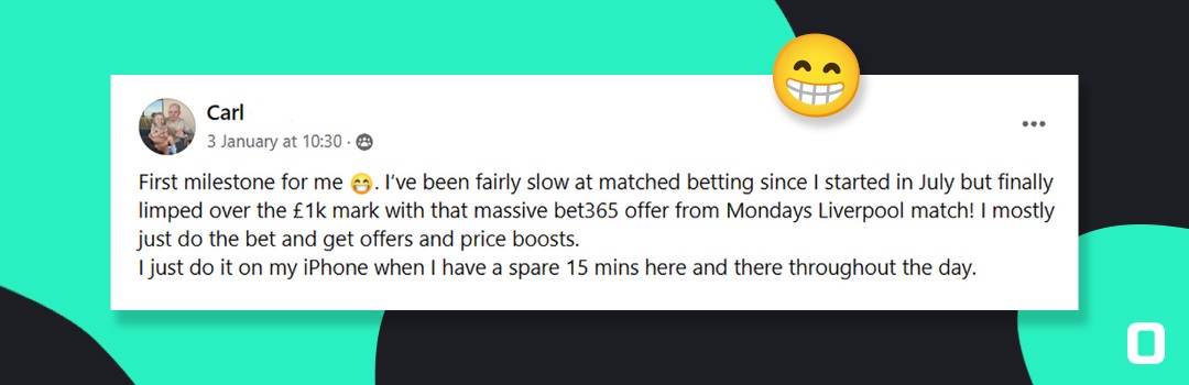 Outplayed member Carl's review of how he made £1k from matched betting