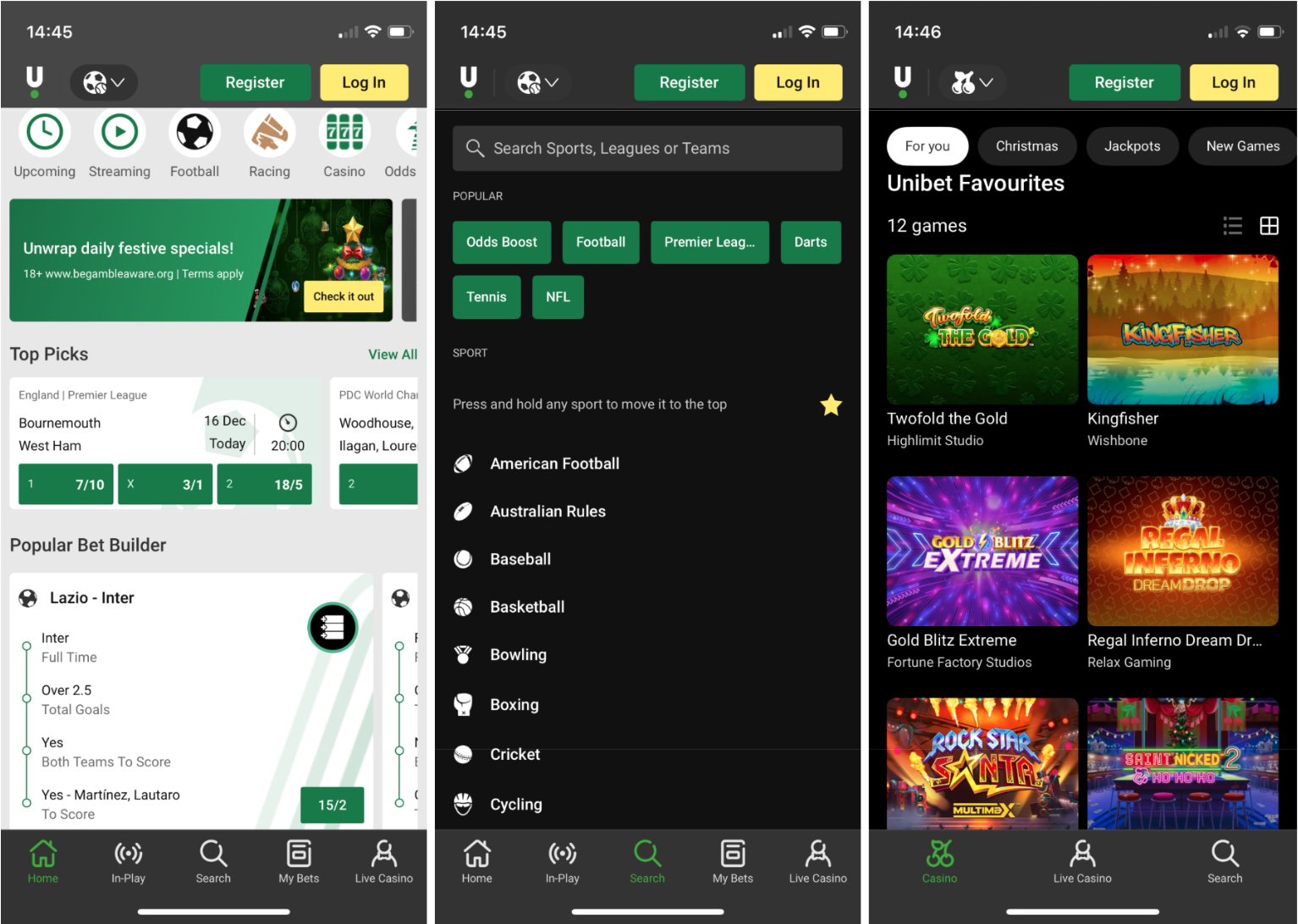 UniBet App Screenshot