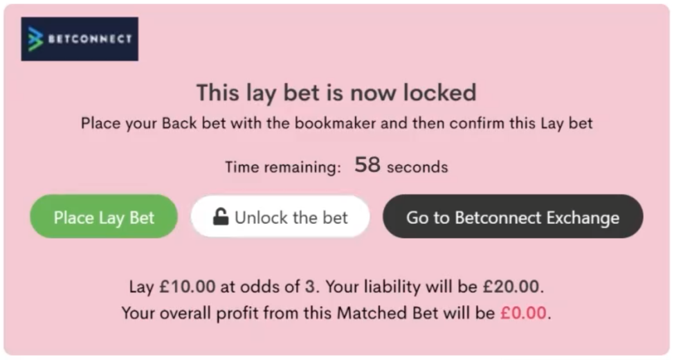 screenshot of betconnect 60 second lock feature on outplayed