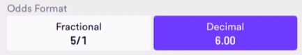 Dabble decimal odds settings
